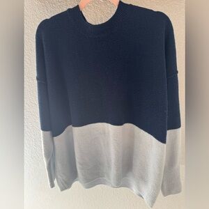Sam and Jess Elegant Blue Colorblock Crewneck Sweater SZ L